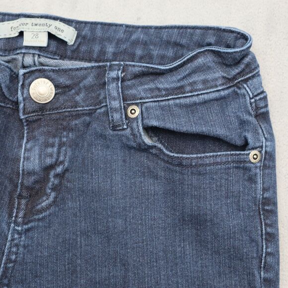 Forever Twenty One Pants Womens 28 Blue Low Rise Flat Front Bootcut Denim Jeans - Picture 9 of 16